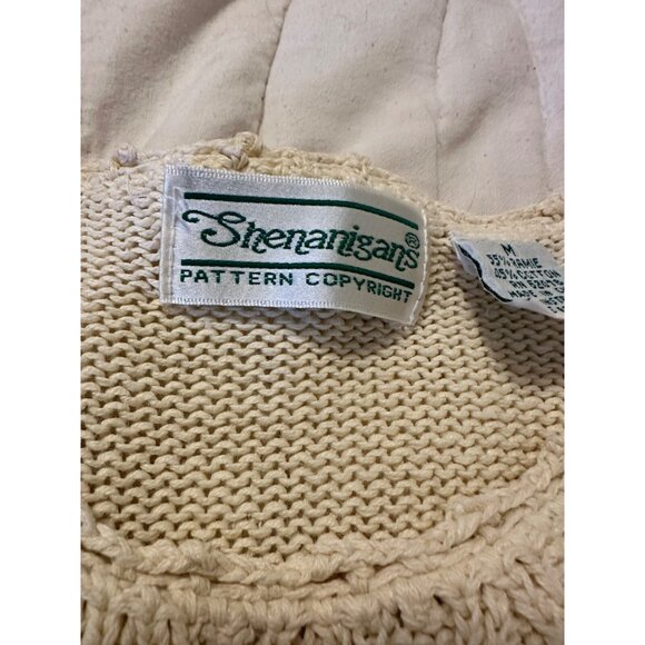 VTG 90s Artsy Embroidered M Cable  Knit Sweater Portrait Collar Coquette read - Picture 3 of 14